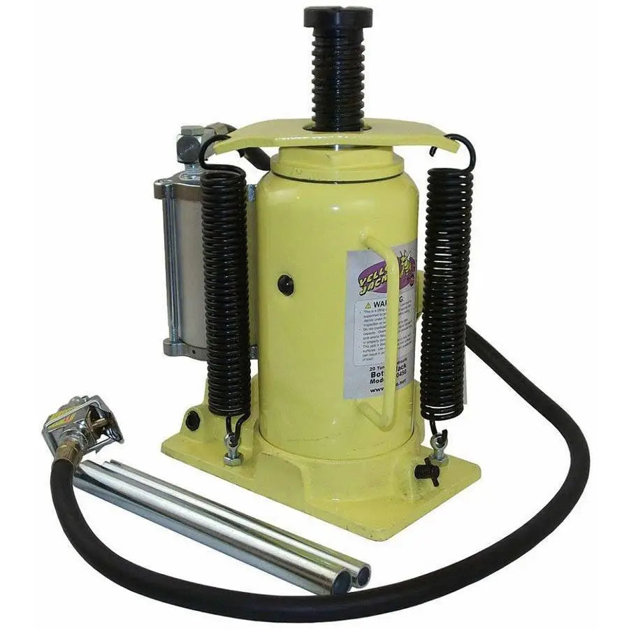 20 Ton Esco Yellow Jack Hydraulic Bottle Jack - Air & Manual Operation for Heavy Duty Lifting, Auto Repair, and Industrial Use