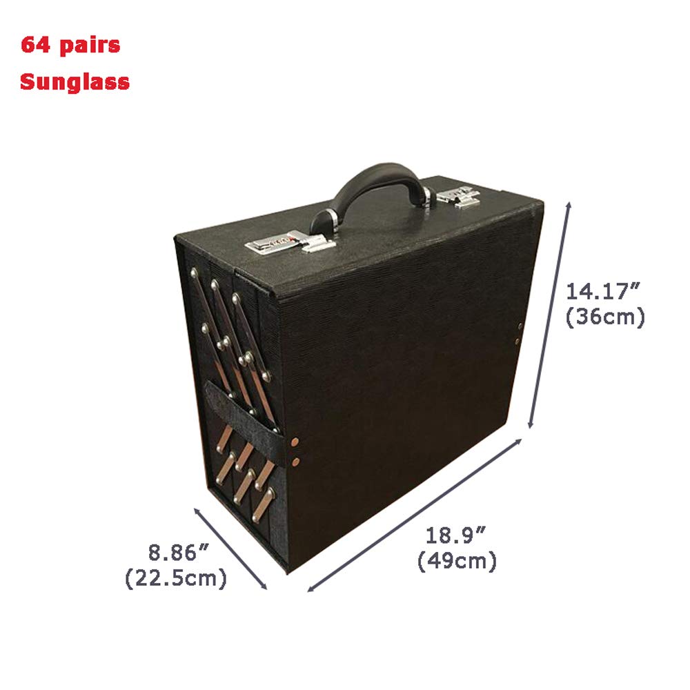 INTSUPERMAI Foldable PU Leather Eyeglasses Storage Organizer with Password Lock - Portable Eyewear Display Case for Travel, Home & Office Organization