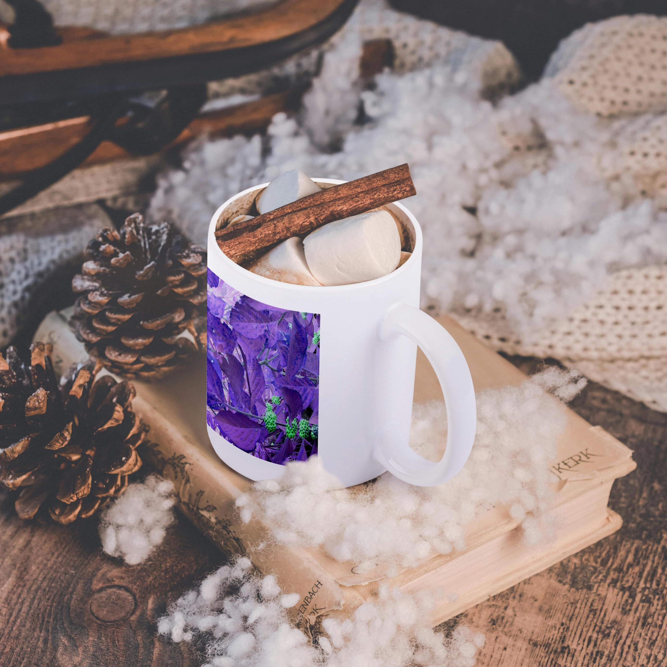 3D Rose Purple Leaves Ceramic Coffee Mug - 11 oz, Perfect for Home, Office & Gifts - Microwave & Dishwasher Safe