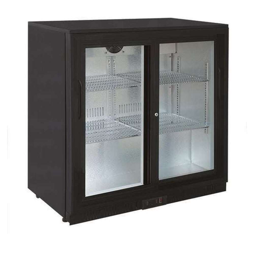 Alpha Commercial 2 Door Under Counter Bar Cooler - 205L Capacity, Black - Perfect for Restaurants, Bars, and Home Entertainment Spaces