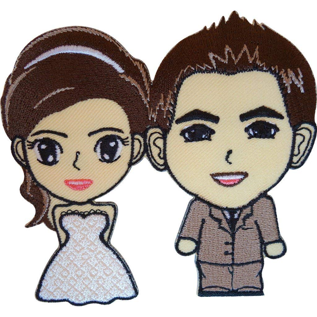 Custom Embroidered Iron-On Wedding Patch - Bride & Groom in Dress Sew-On Badge for DIY Wedding Decor, Bridal Shower Gifts, and Couple Apparel
