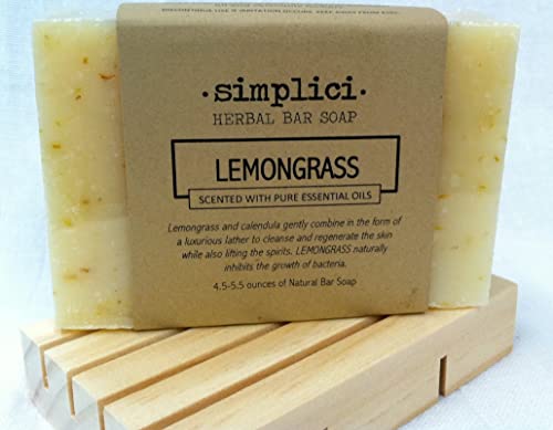 Organic Lemongrass Bar Soap 3-Pack (5 oz Each) - Natural Hand & Body Cleanser for Sensitive Skin | Refreshing Aroma for Shower, Bath & Spa Relaxation