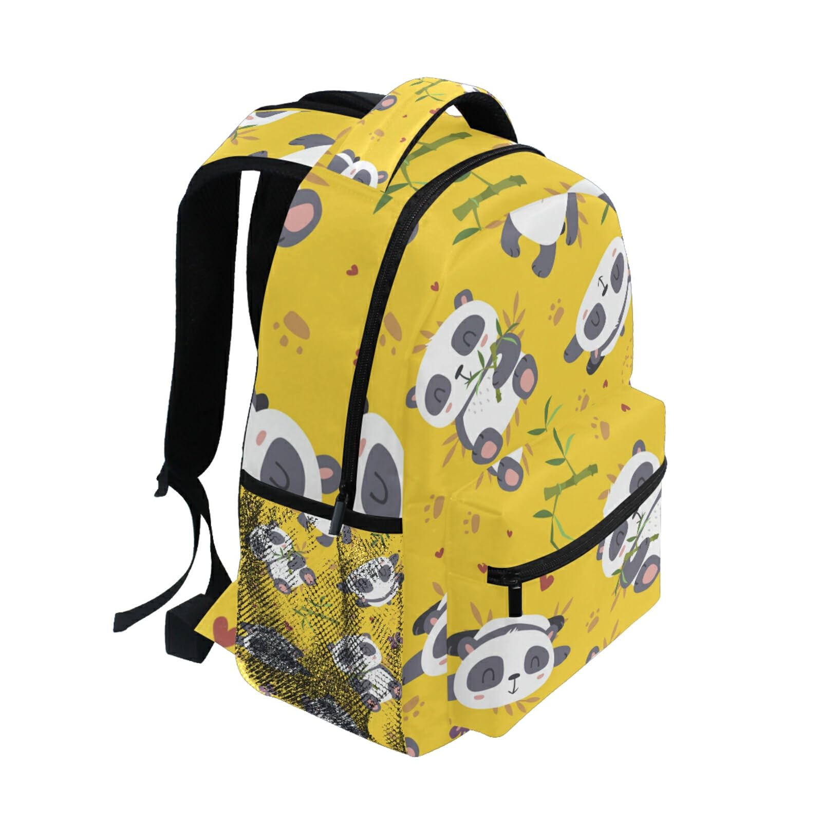 Qilmy Panda Backpack for Girls - Cute School Bookbag with Laptop Compartment, Lightweight Travel Daypack for Students (Yellow) - Perfect for School, College, Travel & Daily Use