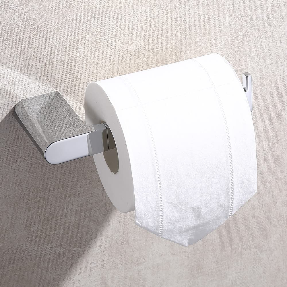 Heavy Duty Stainless Steel Toilet Paper Holder - Wall Mount Bathroom Tissue Roll Hanger - Chrome Finish WC Accessory for Home, Office & Commercial Use