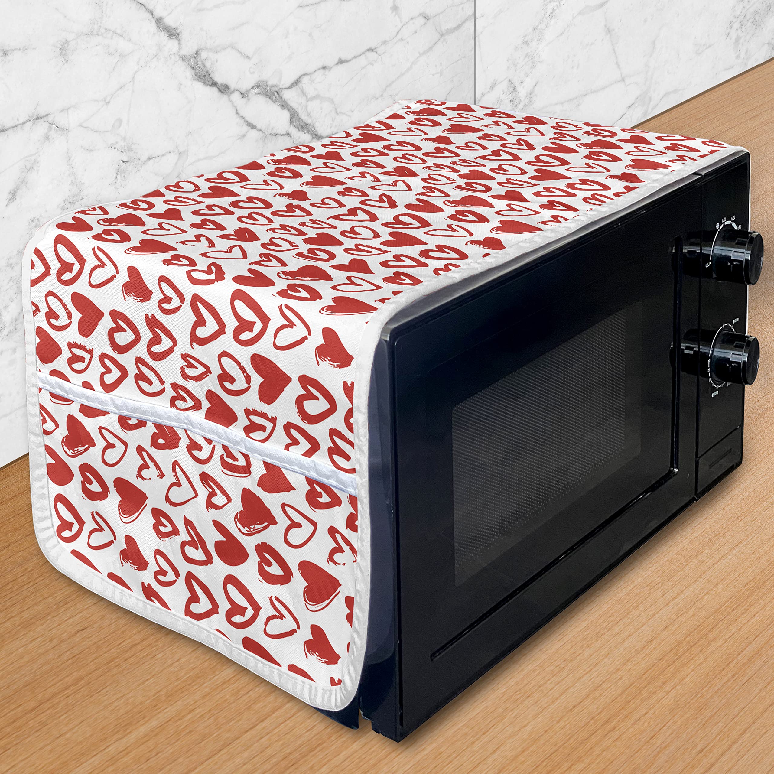 Ambesonne Valentine's Day Microwave Cover - Waterproof Kitchen Organizer with Pockets, 36