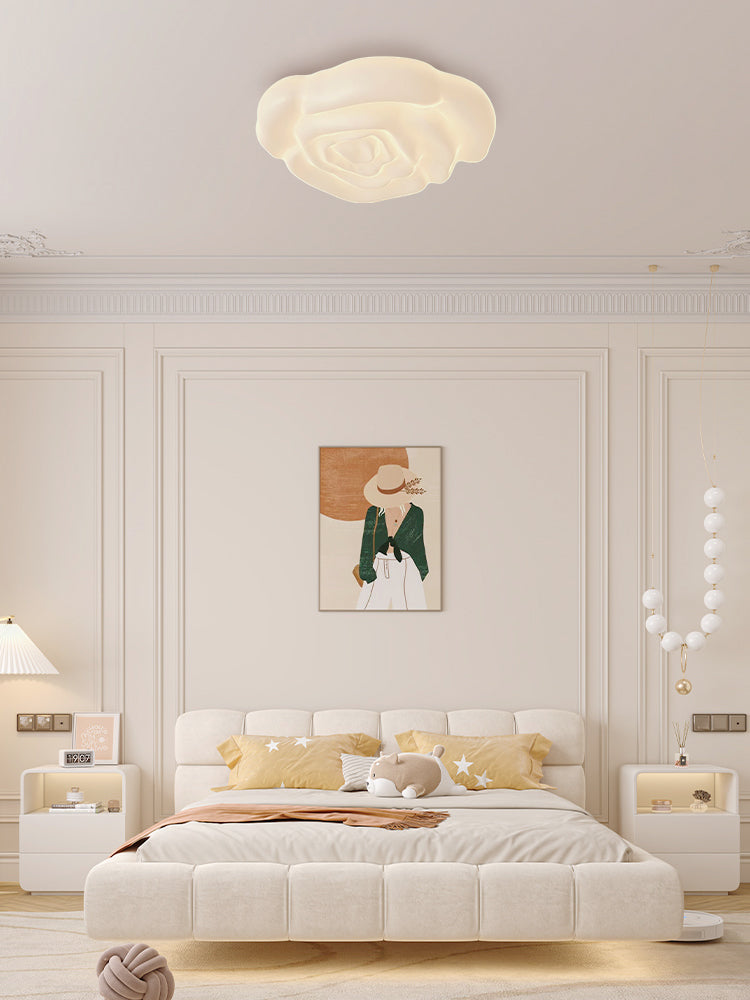 Elegant Cream Rose Acrylic Ceiling Light Fixture - Modern Floral Chandelier for Bedroom, Living Room & Dining Room Decor
