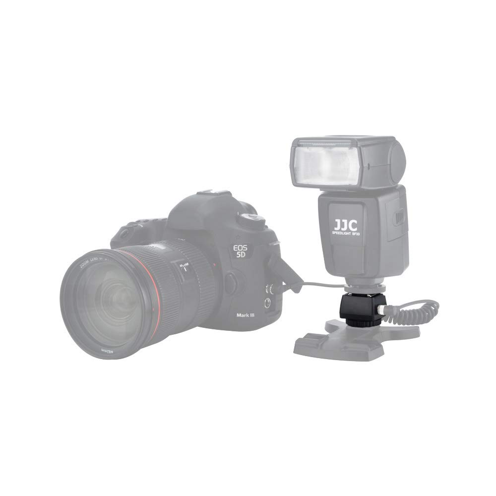 JJC Hot Shoe Adapter with PC Sync & 3.5mm Port for Off-Camera Flash - Studio Lighting Accessory