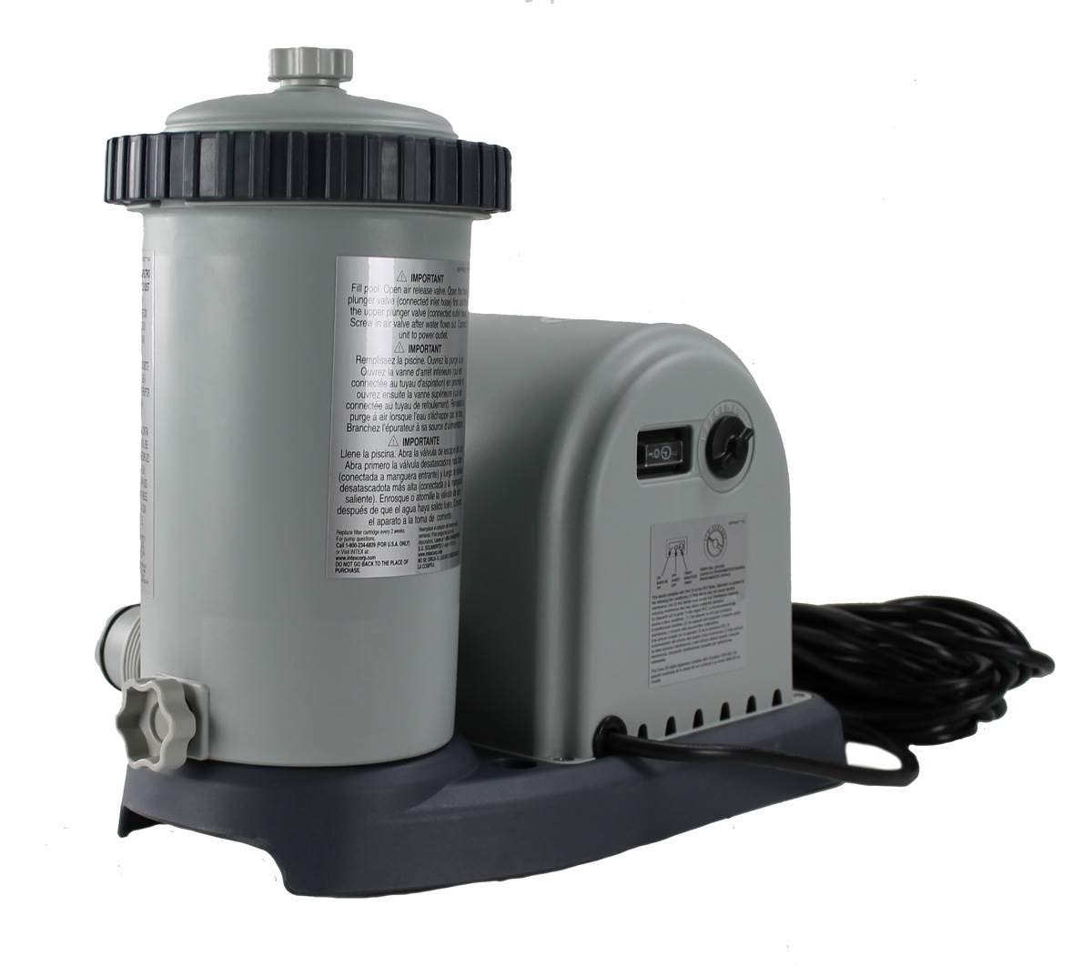 Intex 1500 GPH Above Ground Pool Pump with Plunger Valve Replacement - High Performance Swimming Pool Filter System for Backyard, Inflatable Pools & Spa Maintenance