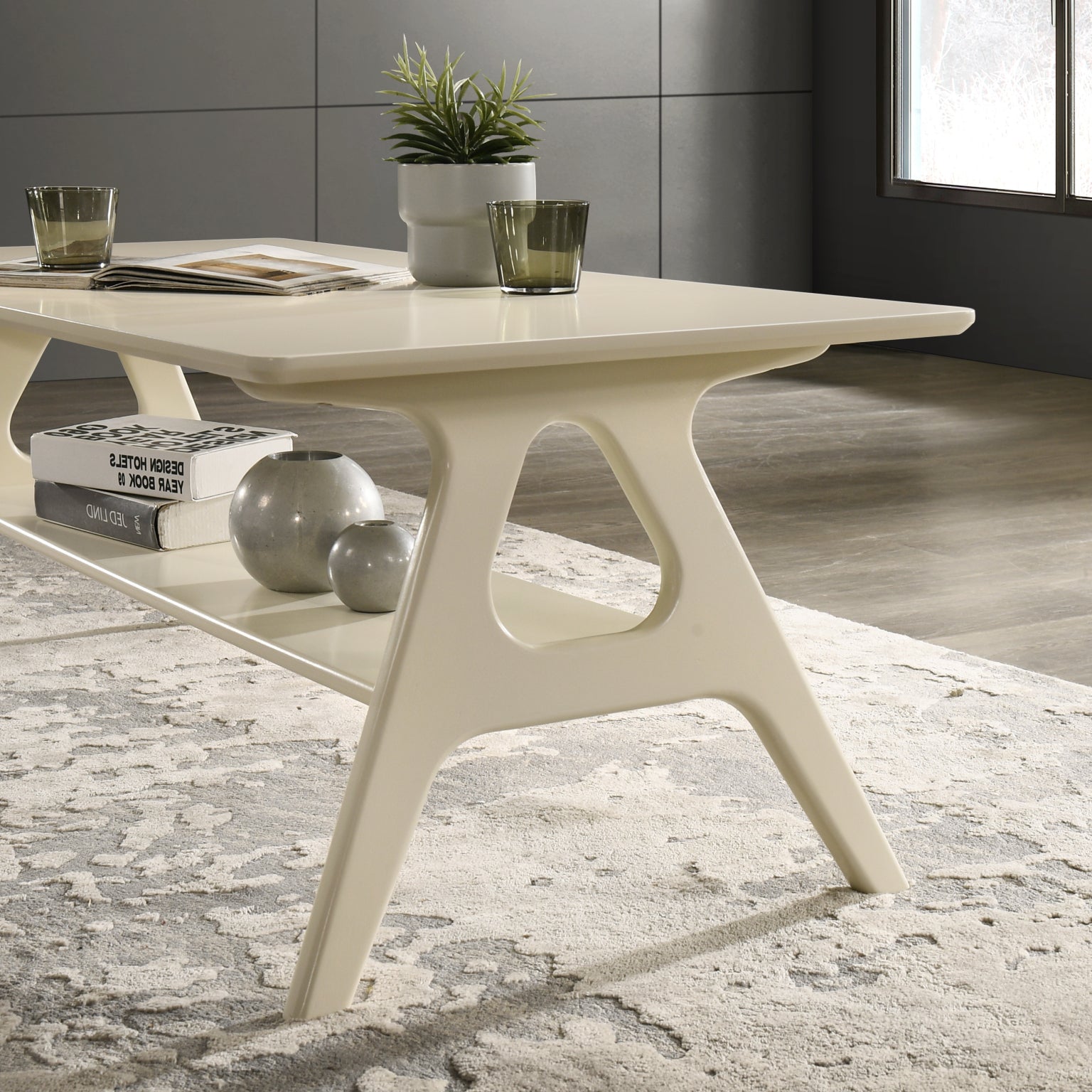 Roundhill Furniture Arona Mid Century Modern Wood Shelf Coffee Table - Stylish Living Room Accent Table for Books & Decor