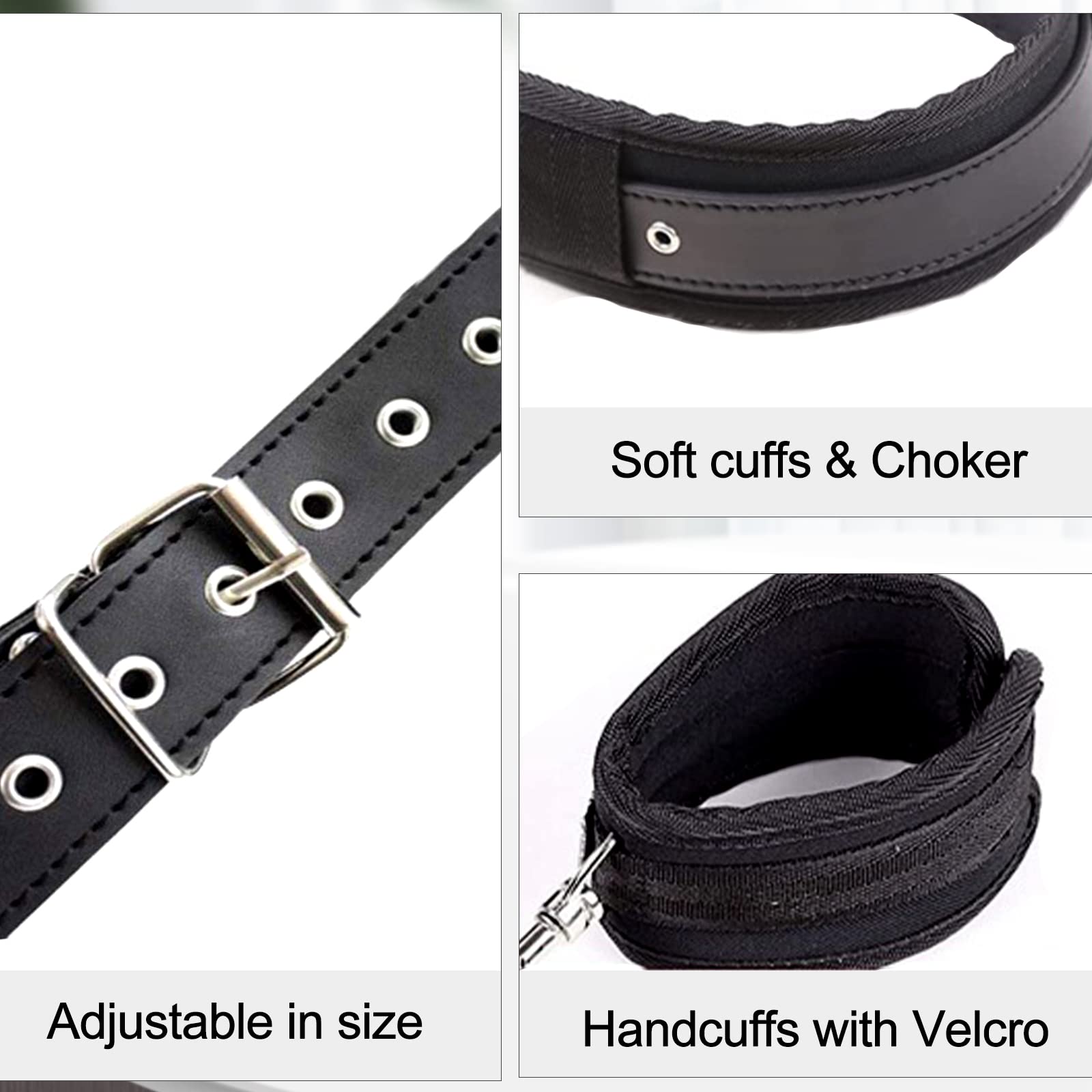 BDSM Bondage Set - Adjustable Handcuffs, Leg Straps, Restraint Ropes & Blindfold for Couples - Portable SM Sex Toys for Bedroom Play & Role Play Games