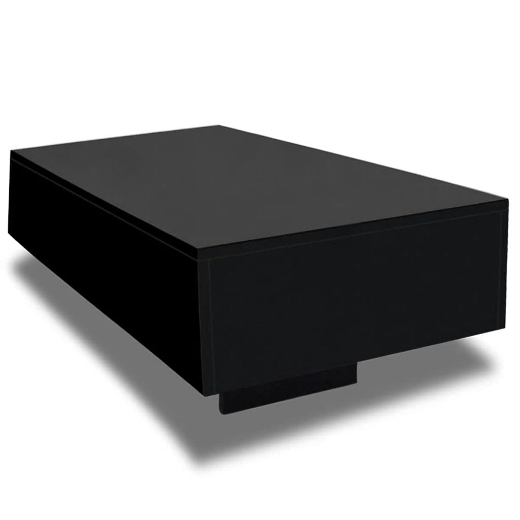 Modern High Gloss Black Coffee Table - Living Room Center Table, Bedroom & Office Furniture - Perfect as Sofa Side Table or Coffee Table for Small Spaces (Fast Delivery)