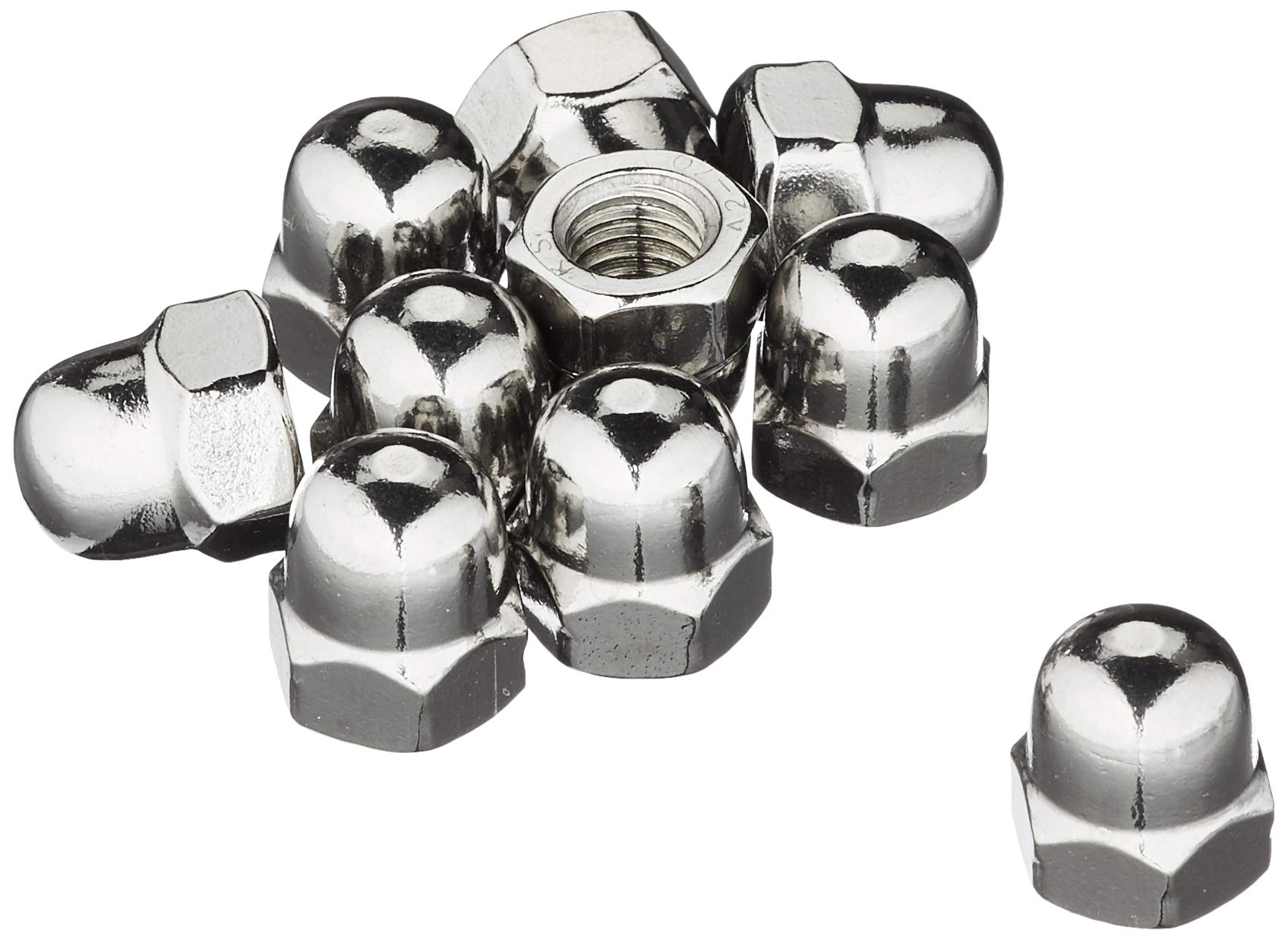 25-Pack M8 Stainless Steel A2 Hex Cap Nuts - DIN1587 Standard High Shape for Automotive, Machinery & Construction Projects - Weather Resistant Fasteners for Outdoor Use