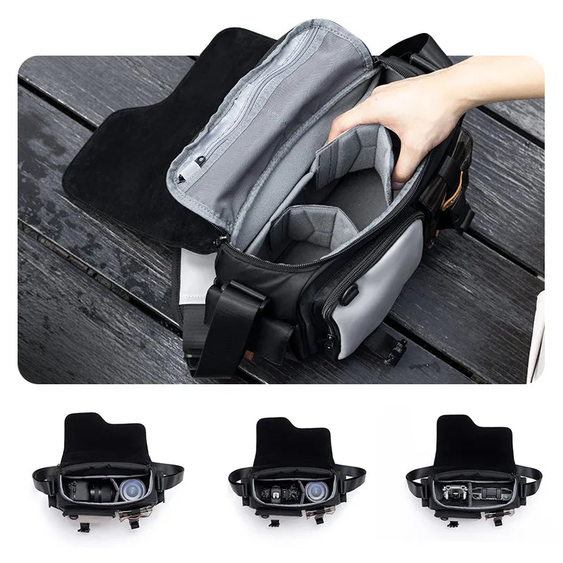 Ulanzi MS12 5.6L Messenger Bag - Lightweight Waterproof Shoulder Bag for Men & Women - Perfect for Travel, Work, School & Daily Commute (Black, B118)