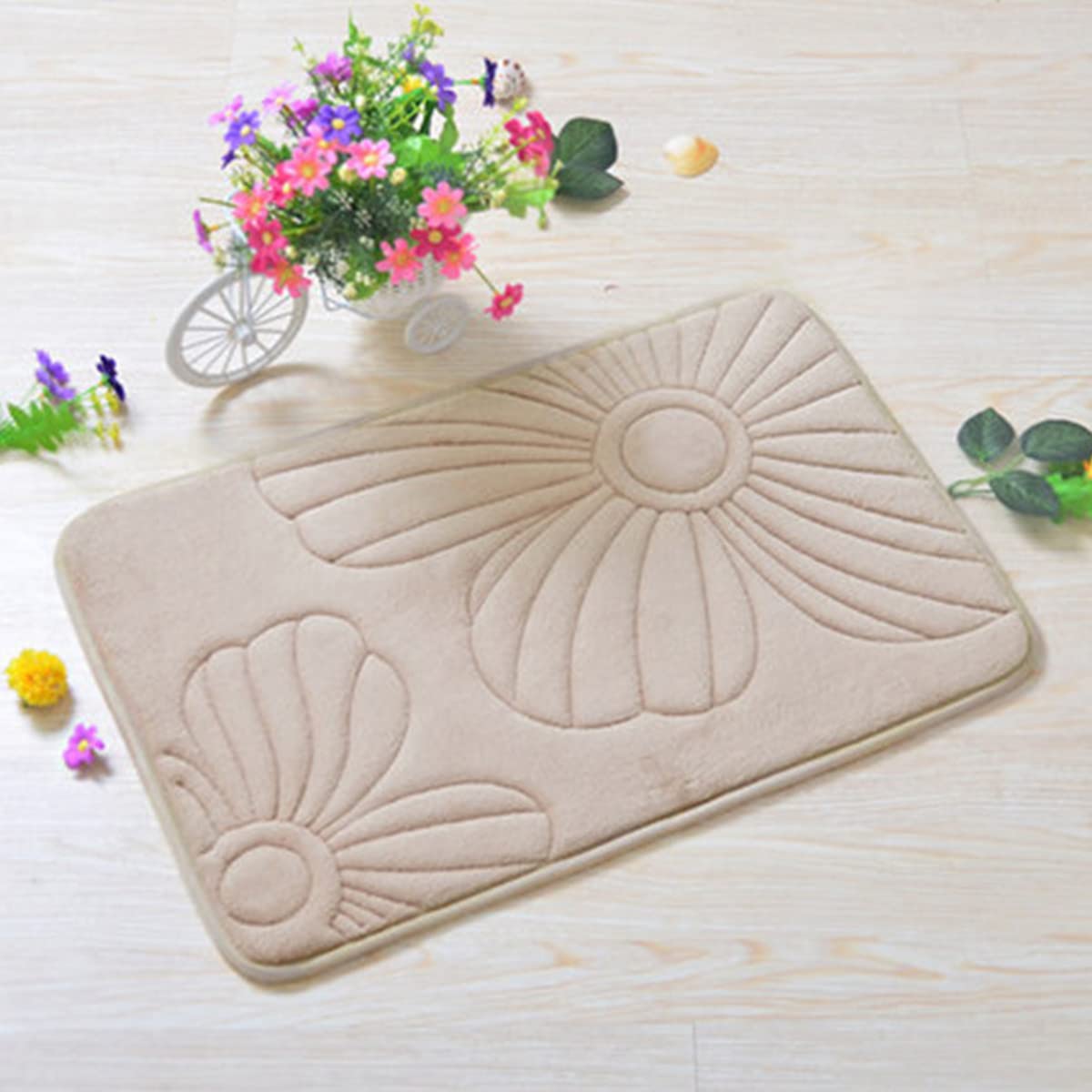 Premium Memory Foam Bath Mat - Ultra Absorbent, Non-Slip & Quick-Dry Coral Velvet Bathroom Rug - Super Soft & Cozy - Machine Washable - 16x24 Inches (Blue) - Perfect for Bathroom, Spa & Shower Floor Comfort