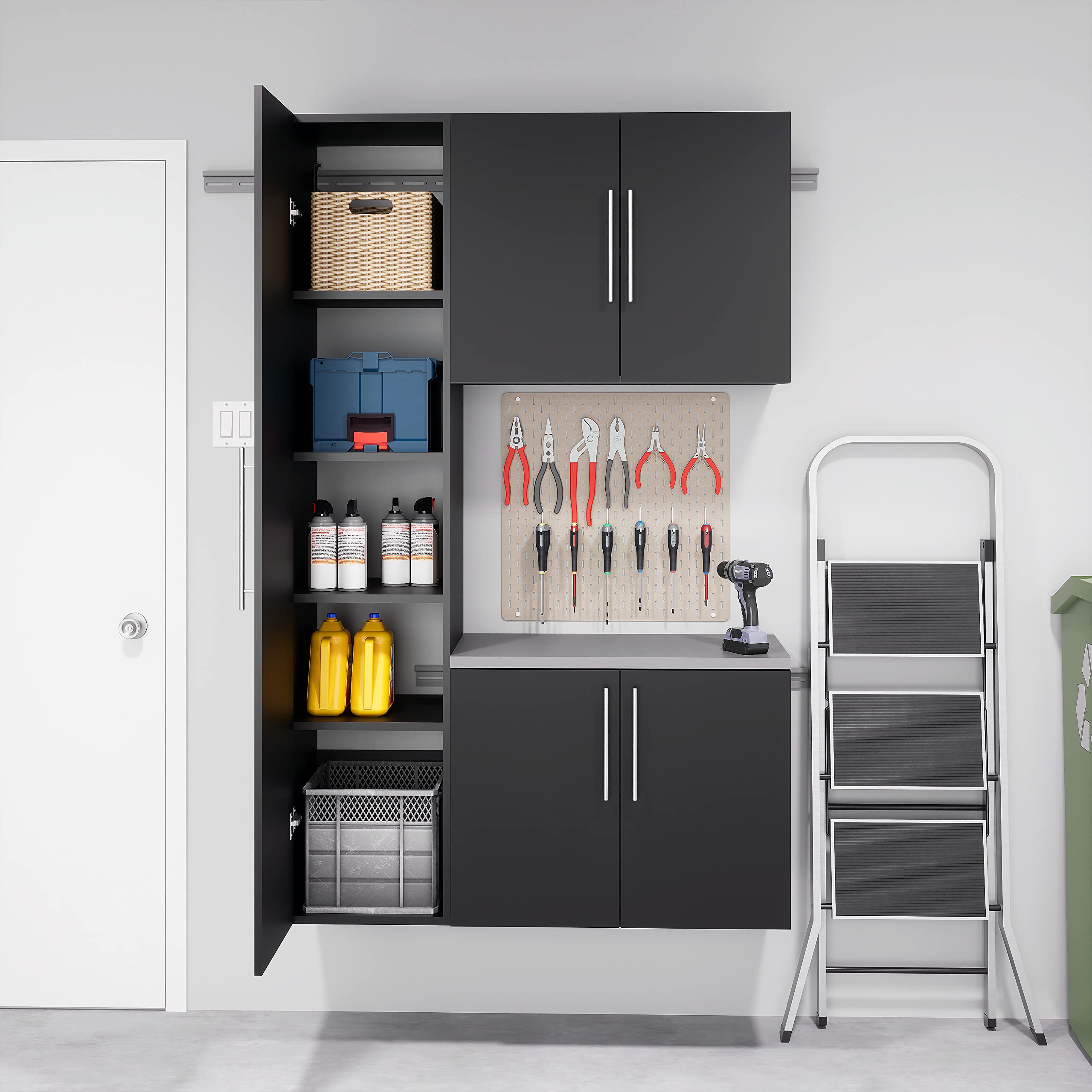 Prepac Black Wall Mounted Garage Storage Cabinet - 18
