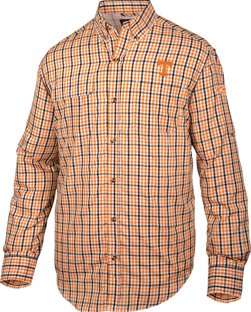 Tennessee Gingham Plaid Long Sleeve Wingshooter's Shirt for Hunting & Outdoor Adventures - Durable & Comfortable Hunting Shirt for Men