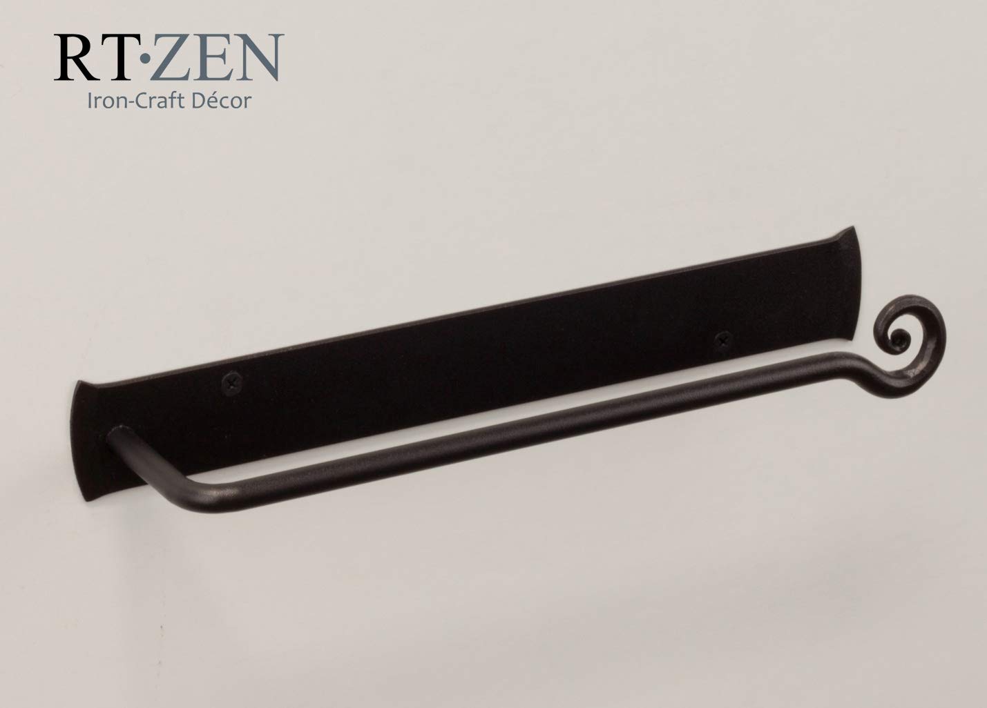 RTZEN Matte Black Hand Towel Holder - Farmhouse Wrought Iron Wall Mounted Towel Bar for Bathroom & Kitchen - 10