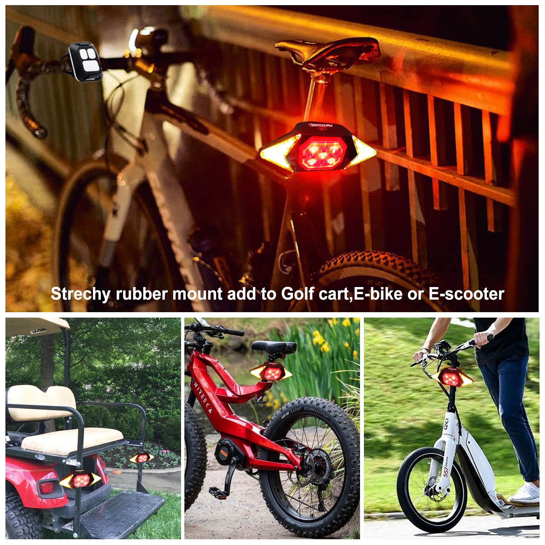 Rechargeable Bike Turn Signals - Waterproof Rear Bicycle Lights for Night Riding Safety | LED Bike Indicators & Accessories 2024 | Perfect for Commuting, Cycling & Urban Night Rides