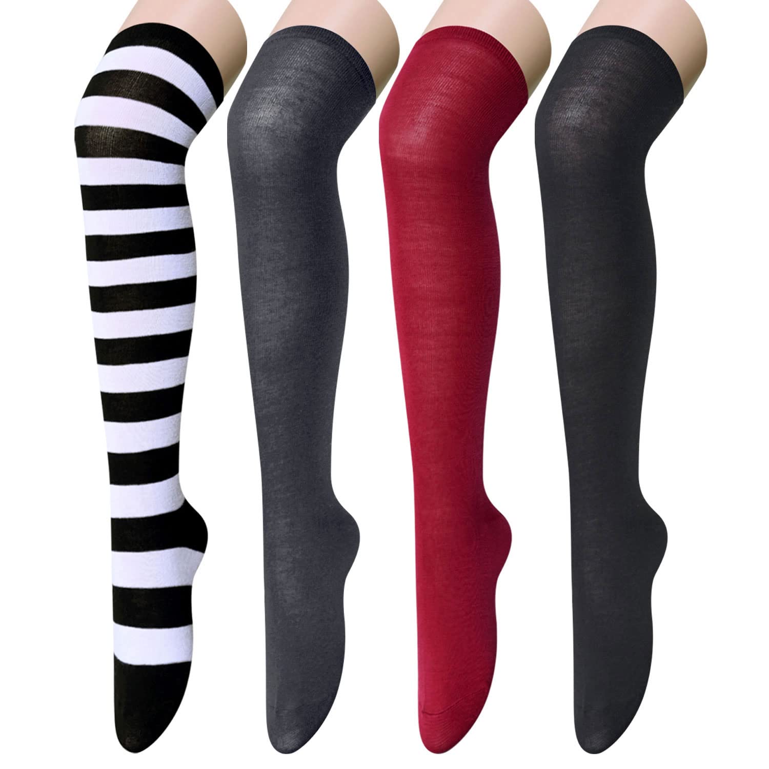 Striped Thigh High Socks for Women & Girls - Fashionable Knee High Long Socks | Perfect for Winter, Cosplay & Outfits