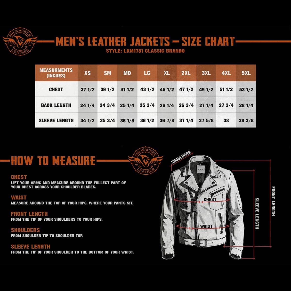 Premium Milwaukee Leather Men's Motorcycle Jacket - Classic Black MC Style Rider Jacket for Harley, Cruiser & Street Bikes - Durable & Comfortable for Riding, Commuting & Outdoor Adventures