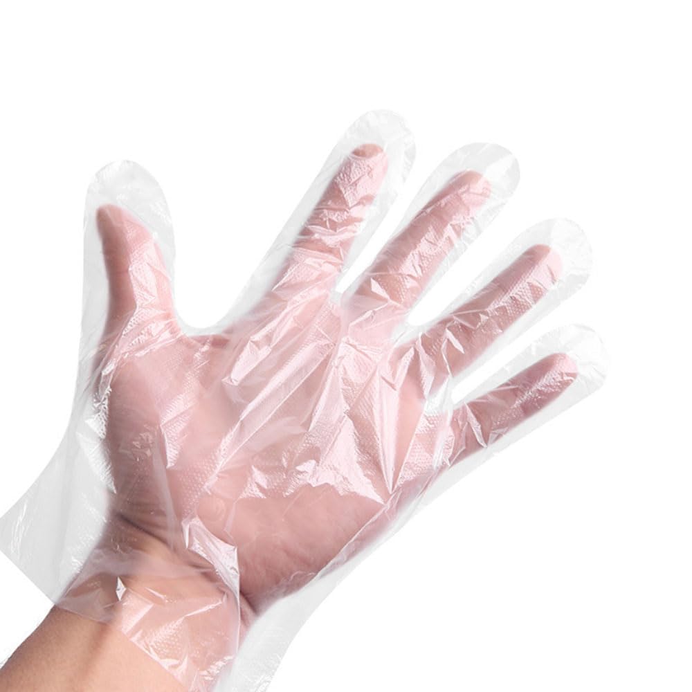 1000 PCS Disposable Food Prep Gloves - Plastic Food Safe Gloves for Kitchen Cooking, Cleaning, Crafting & Hair Dyeing | Transparent, Latex-Free & Bulk Pack (Great for Restaurants, Bakeries & Home Use)