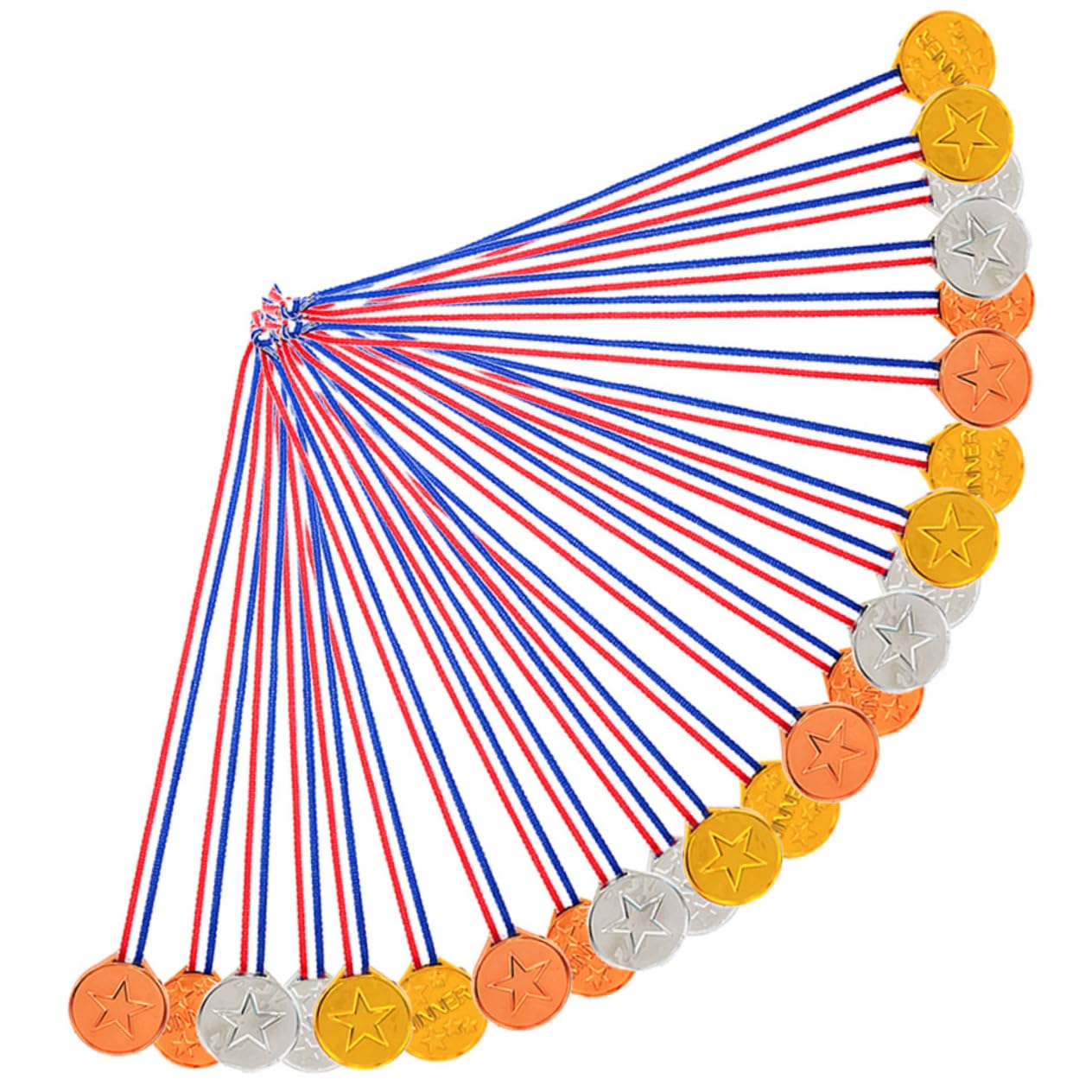 BESPORTBLE 180 Pcs Kids Party Medals with Lanyards - Plastic Children's Award Medals for Sports Day, Birthday Parties & School Events