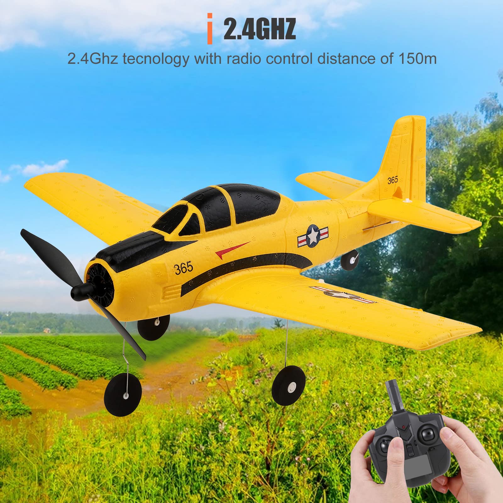 GoolRC WLtoys A210 2.4Ghz 4 Channel RC Airplane with 6 Axis Gyro - Ready to Fly Remote Control Aircraft for Adults & Beginners - Outdoor Hobby, Backyard Flying, Birthday Gift, STEM Learning Toy