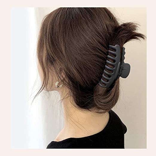 ALIBA COLLECTION 4.3 Inch Non-Slip Hair Claw Clips for Women & Girls - 4 Pack (Black, Khaki, Pink, Green) | Strong Hold Hair Clips for Thick Hair, Ponytails & Updos | Perfect for Work, Gym & Everyday Styling