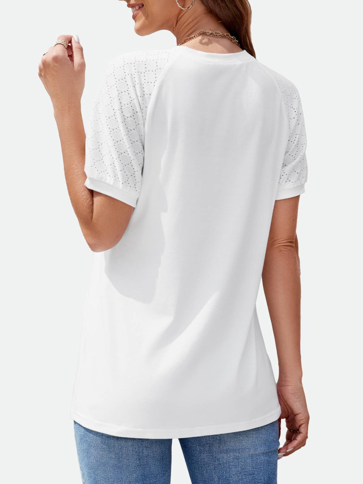 ZANZEA Women's Summer Tops - Puff Sleeve Blouses, Dressy Casual Crew Neck Short Sleeve Shirts, Pleated Tunic Loose T-Shirts for Work, Date & Vacation | Breathable & Stylish