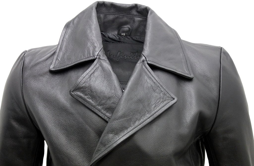 Premium German Naval Leather Coat for Men - Classic Long Black Military Style Jacket - Perfect for Outdoor Adventures, Motorcycle Riding & Winter Fashion