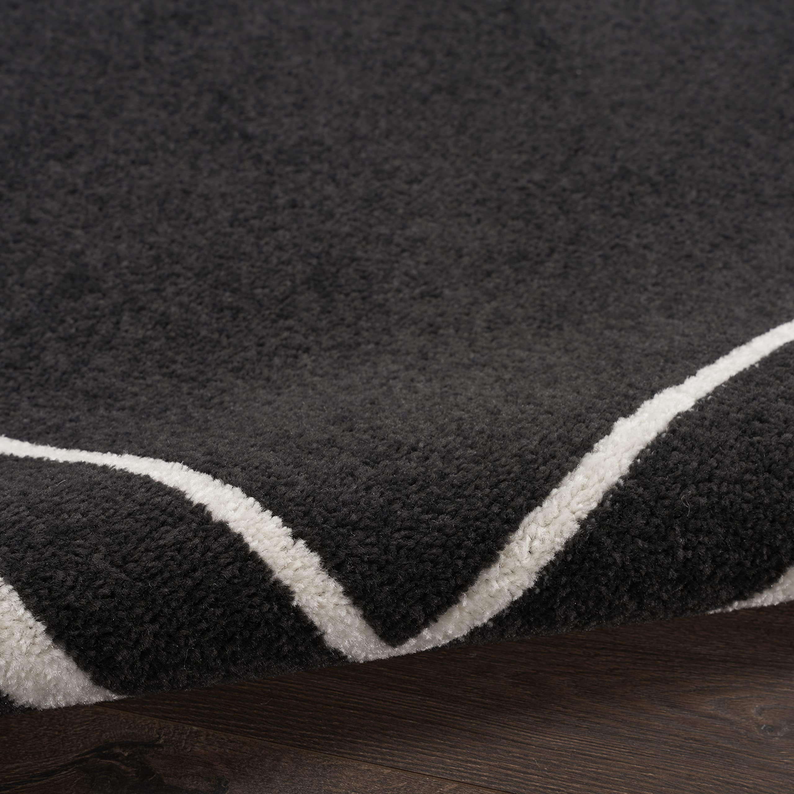 Nourison Essentials 8' x 10' Indoor/Outdoor Area Rug - Black Ivory, Easy to Clean, Non-Shedding for Bedroom, Living Room & Dining Room | Perfect for Backyard, Deck & Patio Use