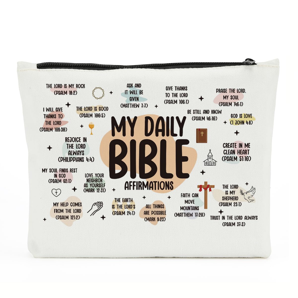 Christian Makeup Bag with Bible Verse - Faith Gift for Women - Perfect for Church & Travel