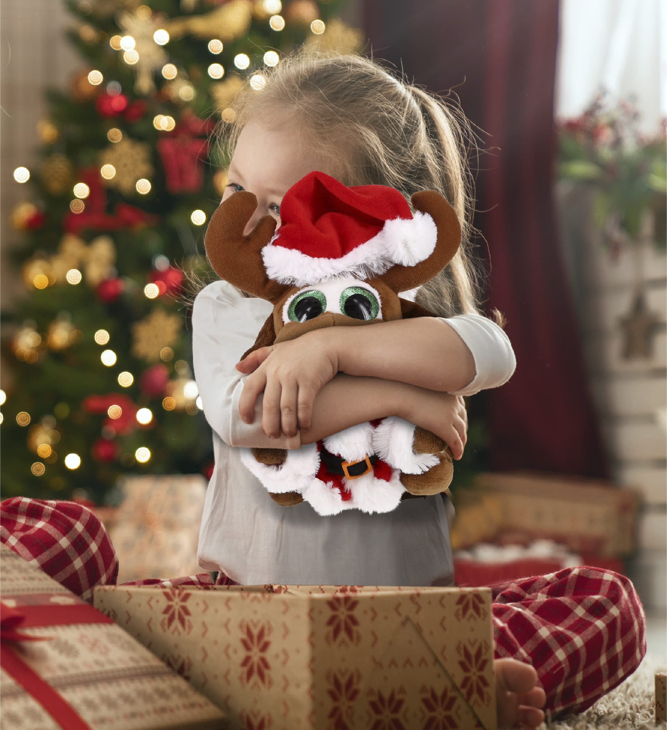 Super Soft DolliBu Santa Sparkle Eyes Moose Plush Toy - 6