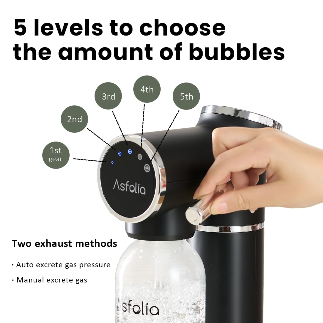 Sparkling Water Maker Machine with 5-Level Carbonation & LED Display, 1L BPA-Free Carbonating Bottle, Compatible with 60L CO2 Cylinders - Home Soda Maker for Flavored Sparkling Water, Perfect for Cocktails, Mocktails & Healthy Hydration