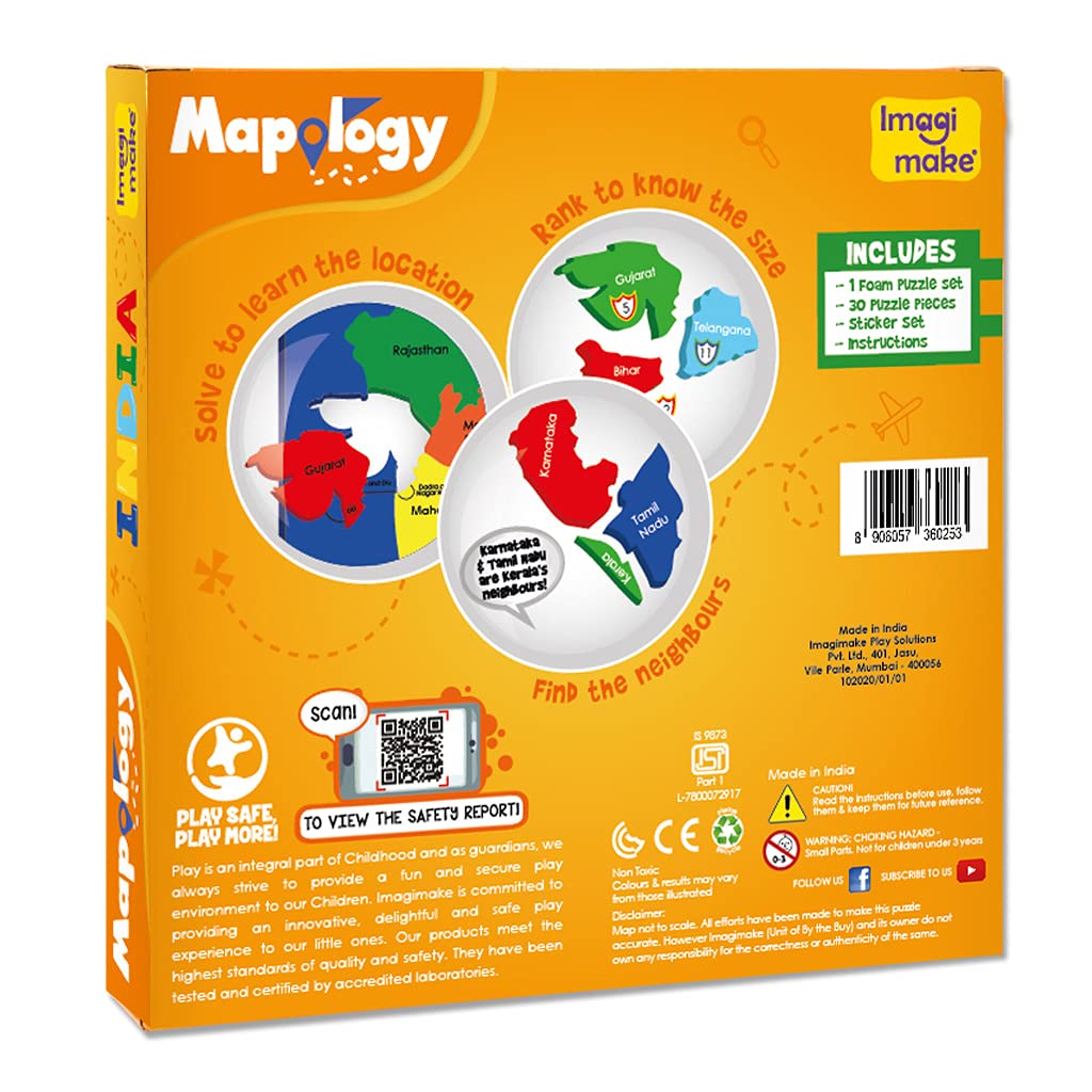 Imagimake Mapology India Map Puzzle - Educational Geography Toy for Kids Ages 4-8 - STEM Learning Game for 4,5,6,7,8 Year Old Boys & Girls - Perfect for Classroom, Homeschool & Birthday Gifts