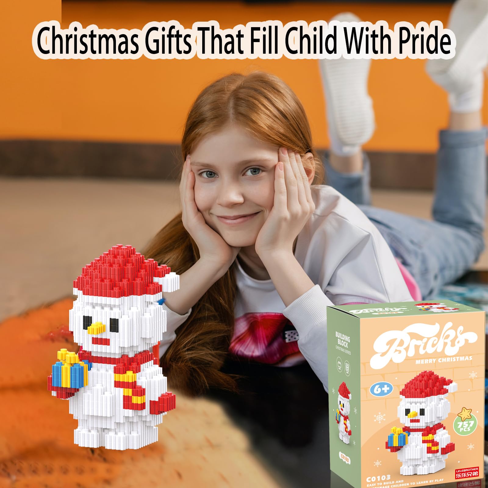 Christmas Snowman Building Blocks - Compatible with Lego & Micro Blocks, Stacking Toys for Kids Ages 6-12 | Holiday, New Year & Birthday Gift for Boys & Girls | Perfect for Christmas Decorations, Creative Play & STEM Learning