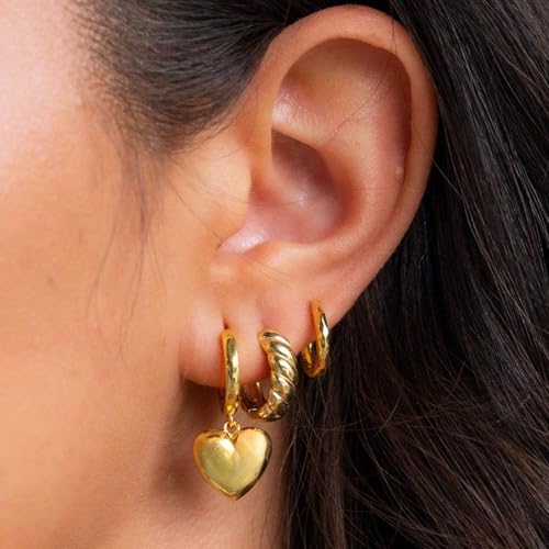 Puff Heart 3 Pairs & Gold