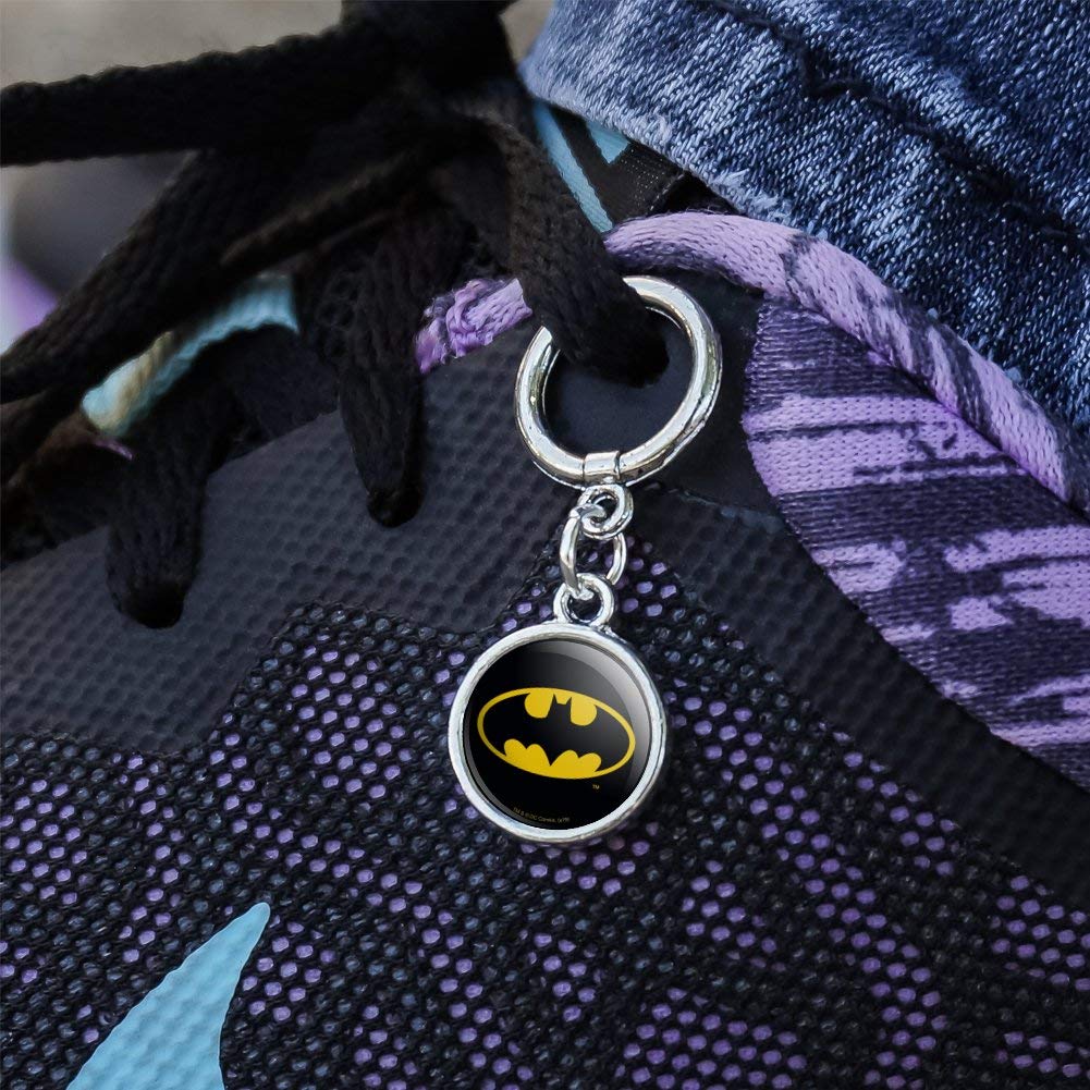 Batman Classic Bat Shield Logo Sneaker Shoelace Charm - Superhero Shoe Accessories for Cosplay & Comic Con