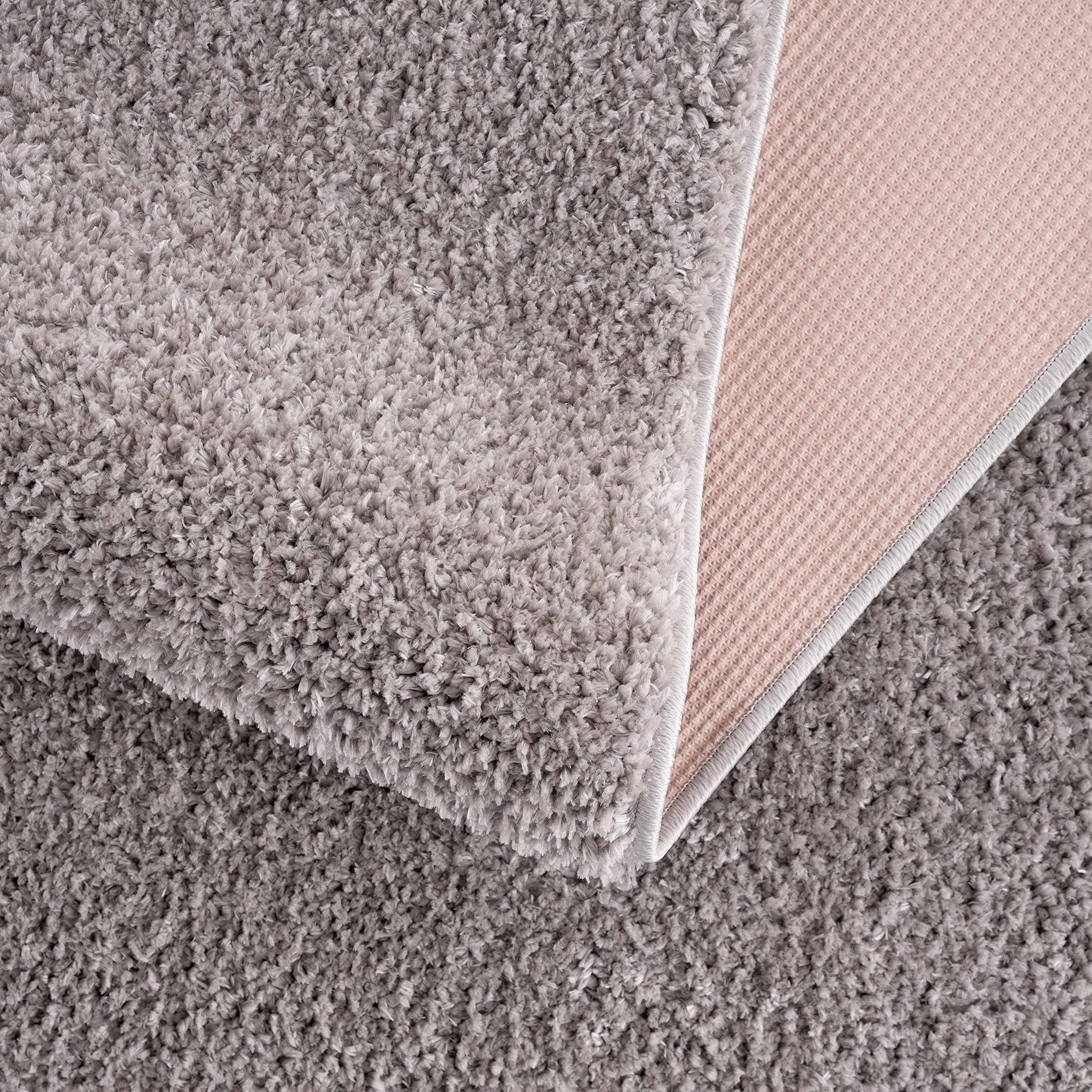 Judy Machine Washable Solid Shag Rug - Soft Fluffy Plush High Pile Area Carpet for Living Room & Bedroom - Light Grey, 5'3