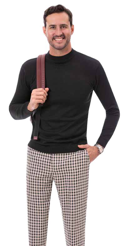 EJ Samuel Men's Black Plaid Dress Pants PL127 - Stylish Formal Trousers for Office, Business & Special Occasions