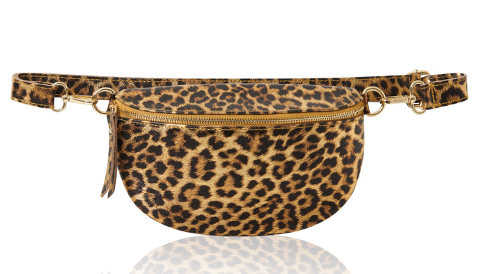 Fabucci Gold Leopard Print Bum Bag - Stylish Waist Pack for Women & Men, Fashionable Crossbody Fanny Pack for Travel, Running, Concerts & Outdoor Activities