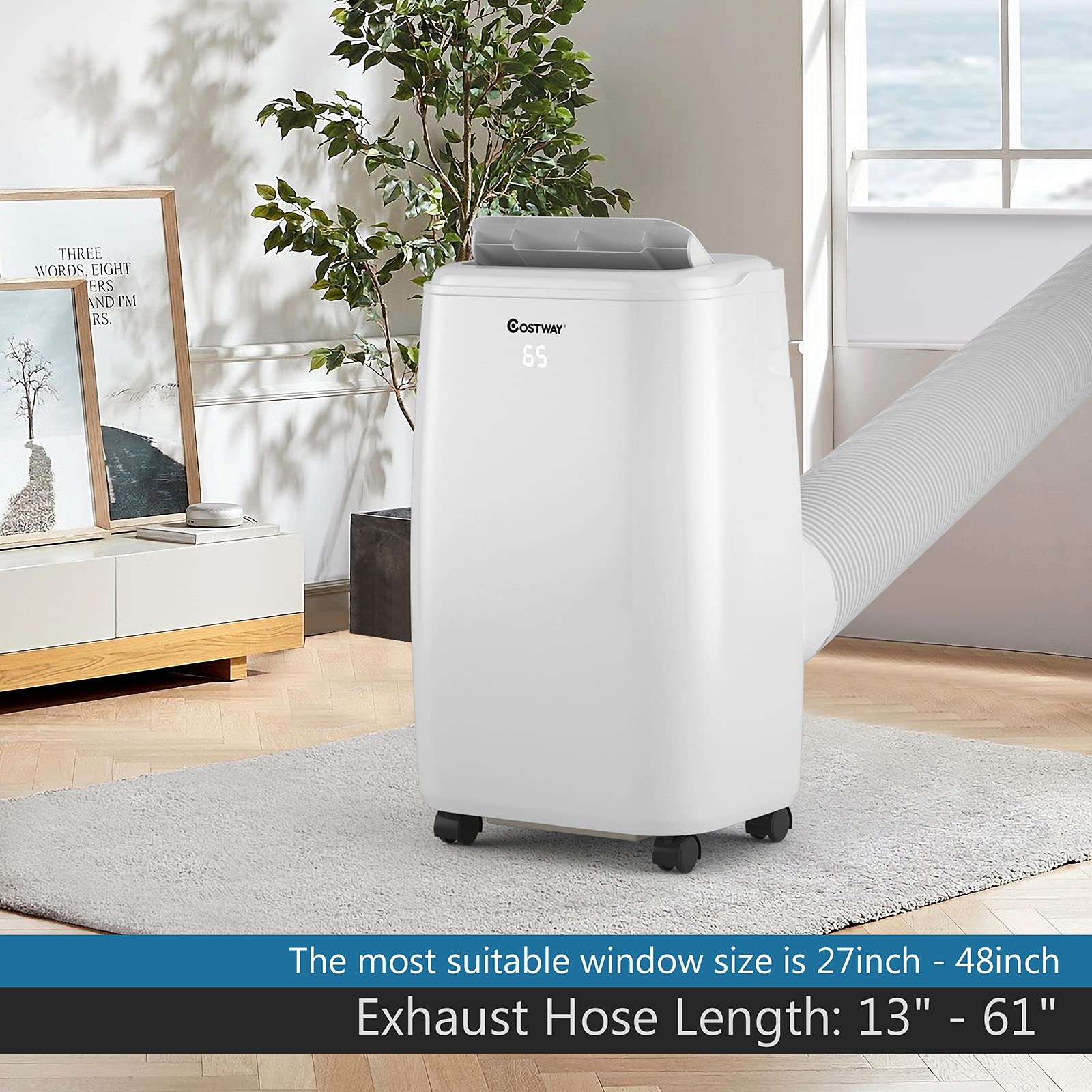 COSTWAY 10,000 BTU Portable Air Conditioner - Cools Rooms Up to 350 Sq.Ft | 3 Cooling Modes, Remote Control, Washable Filter | 3 Fan Speeds & Sleep Mode for Bedroom, Office & Small Apartment Cooling