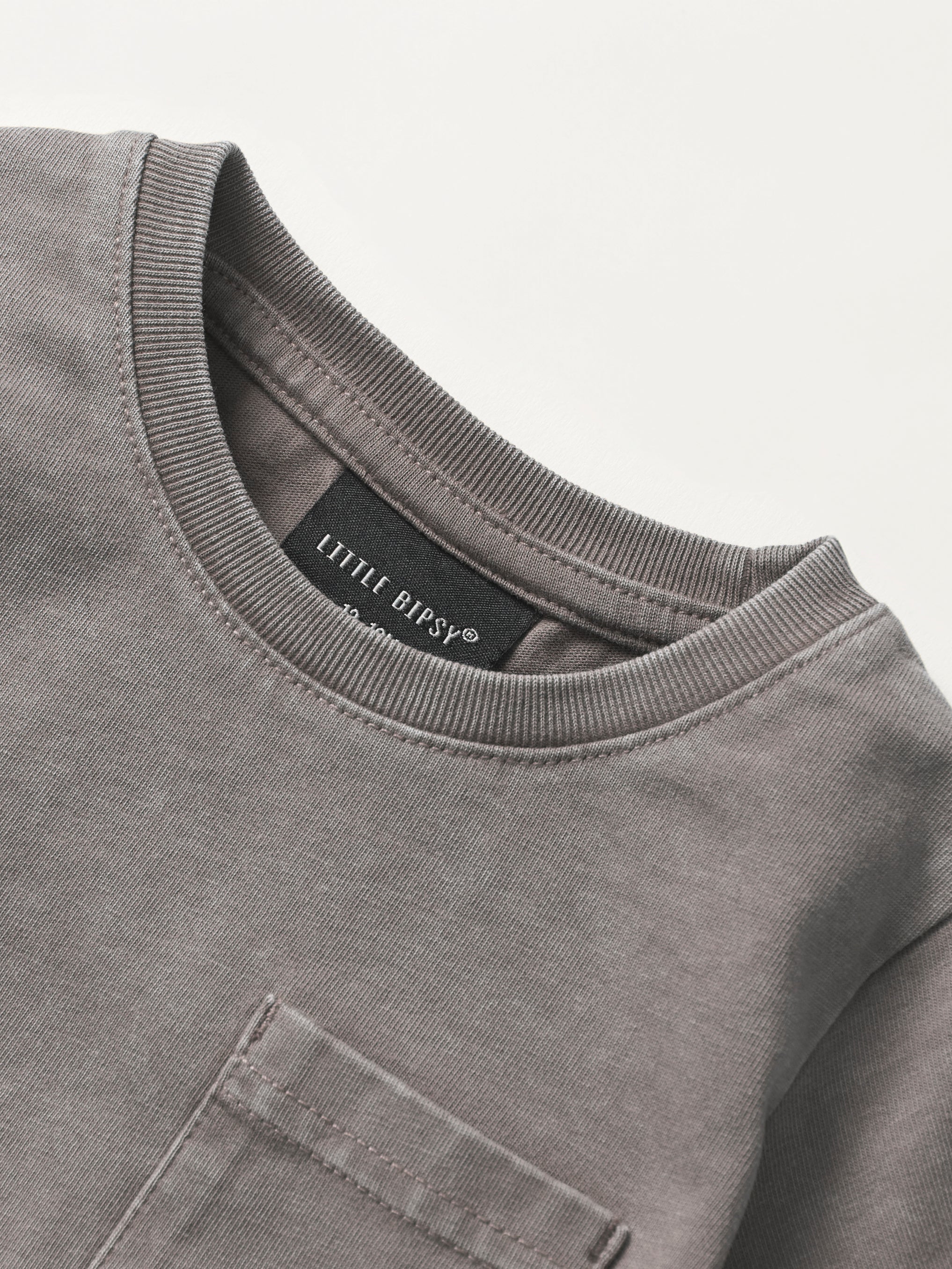 Acid Wash Pocket T-Shirt for Men - Soft Vintage Grey Cotton Tee - Casual Streetwear & Everyday Outfit Essential