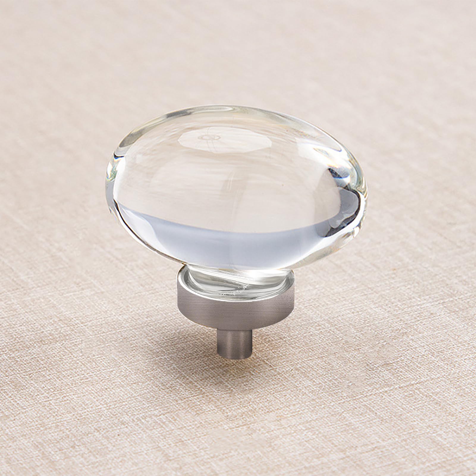 8 Pack Oval Crystal Cabinet Knobs & Pulls - Brushed Nickel Egg Shape Drawer Handles for Dresser, Kitchen Cabinets & Furniture (Perfect for Home Renovation & DIY Projects)