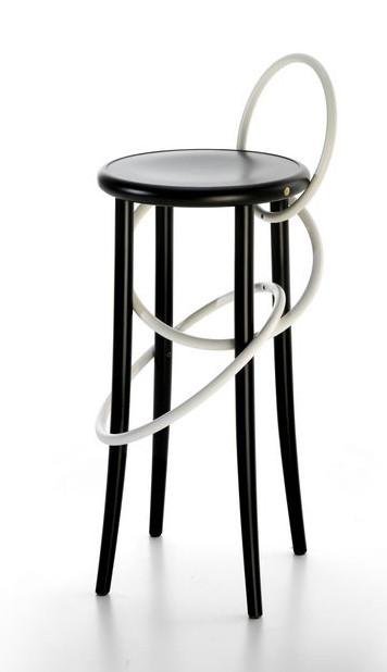 GTV Cirque Two Tone Bentwood Stool - Modern Accent Stool for Living Room, Bedroom & Entryway - Handcrafted Wooden Bar Stool with Elegant Design