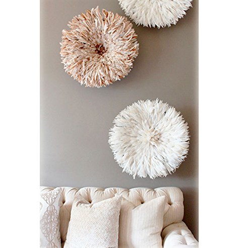 Juju Ceremonial Headdress - White Feather & Raffia Round Headdress, 30 Inch Diameter for Tribal Ceremonies, Home Decor, and Birthday Parties | Perfect for Cultural Events, Wall Decor, and Themed Celebrations