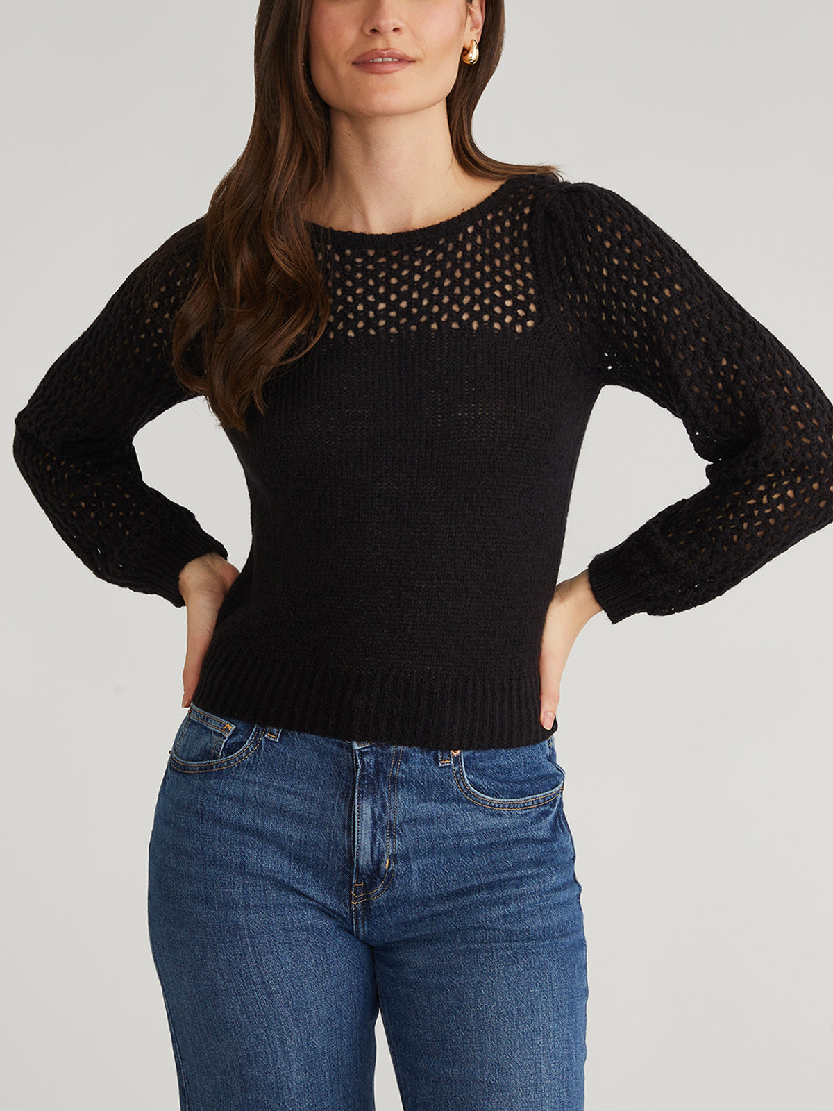 Brigid Women's Puff Sleeve Mesh Pullover Top - Breathable Loose Fit Blouse for Casual Wear, Date Night & Office Outfits