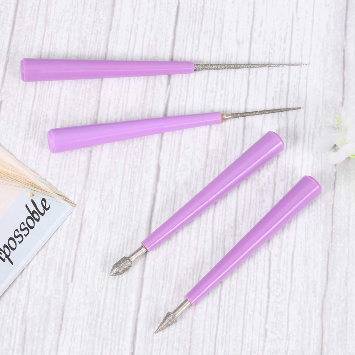 SUPVOX 4-Piece Diamond Needle File Set - Flat Diamond Grit File, Polishing & Sharpening Tools for Jewelry, Beading, and Metalworking - Perfect for Enlarging Holes, Smoothing Edges, and Detailed Crafting