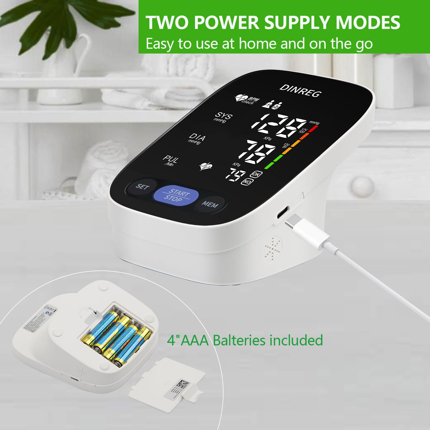 Accurate Upper Arm Blood Pressure Monitor for Home Use - Digital BP Machine with 180 Reading Memory, Adjustable Cuff (8.7