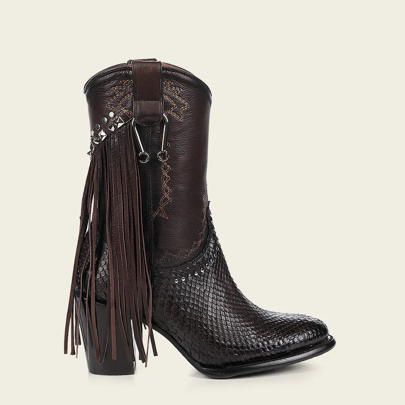 Women's Cuadra Chocolate Western Cowgirl Python Skin Ankle Boots - Stylish & Comfortable for Country Dancing, Rodeo Events & Casual Outfits